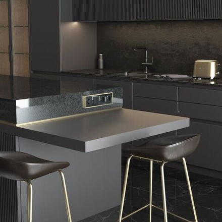 Рамка на 4 поста Baguette (черный/латунь)