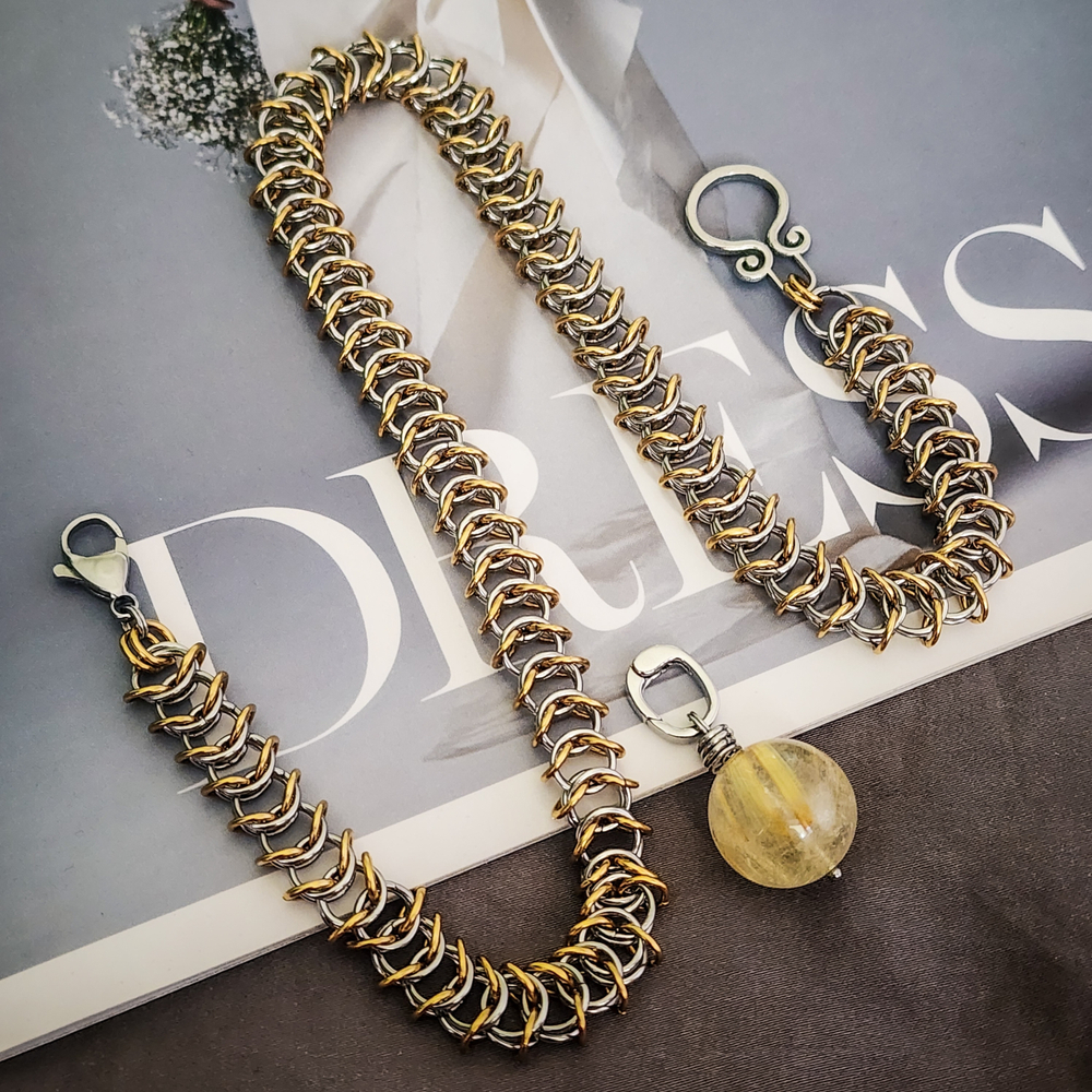 Набор материалов для колье "Свобода", кольчужное плетение МК