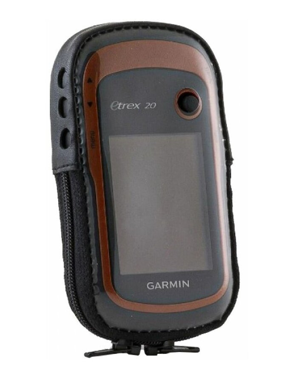 Garmin eTrex 10, 20, 22, 30, 32 чехол натуральная кожа, зажим с окном под зарядку (02-115)