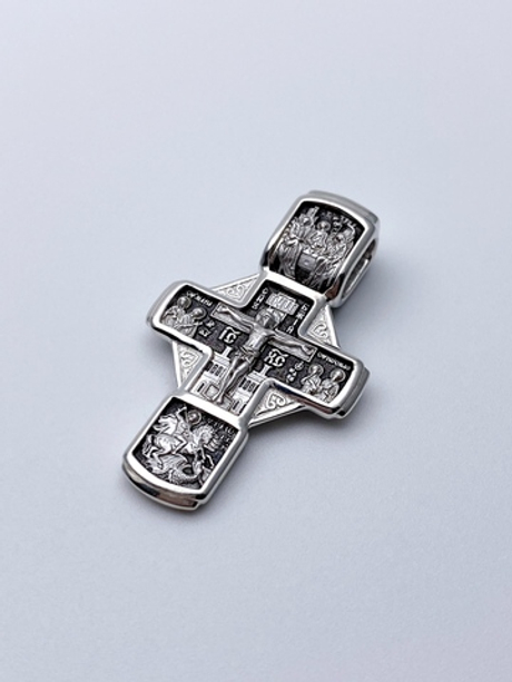 Крест из серебра/Частичное чернение/Николай Чудотворец