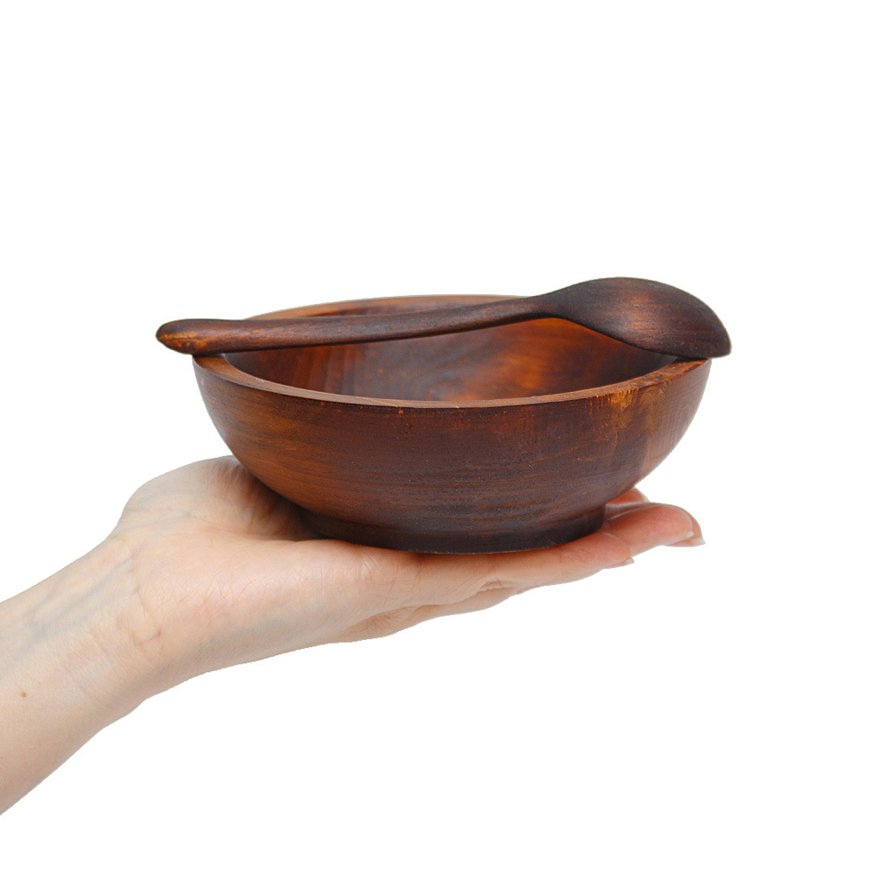 Деревянный набор-пара Art of Siberia из древесины кедра тарелка и ложка. TN22