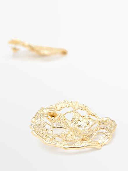 Massimo Dutti Круглые кружевные серьги, золотистый