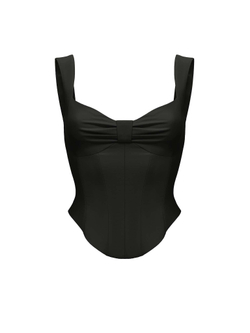 Драпированный удлиненный корсетный топ из эко-кожи