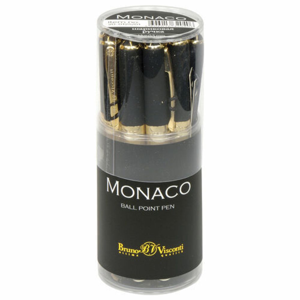 Ручка шариковая BRUNO VISCONTI MONACO, черный корпус, узел 0,5 мм, линия письма 0,3 мм, синяя, 20-0125/01