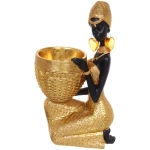Статуэтка интерьерная «ИМАНИ» 25см Девушка с корзиной золотой