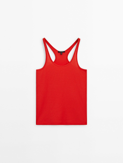 Massimo Dutti Топ из 100% хлопка с бретелями, красный