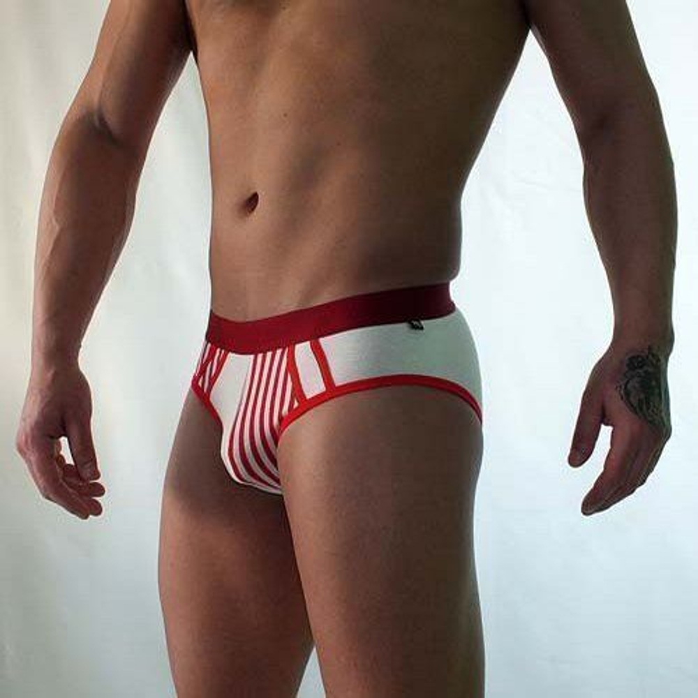 Трусы мужские брифы красно-белые Van Baam VB-418-AN018