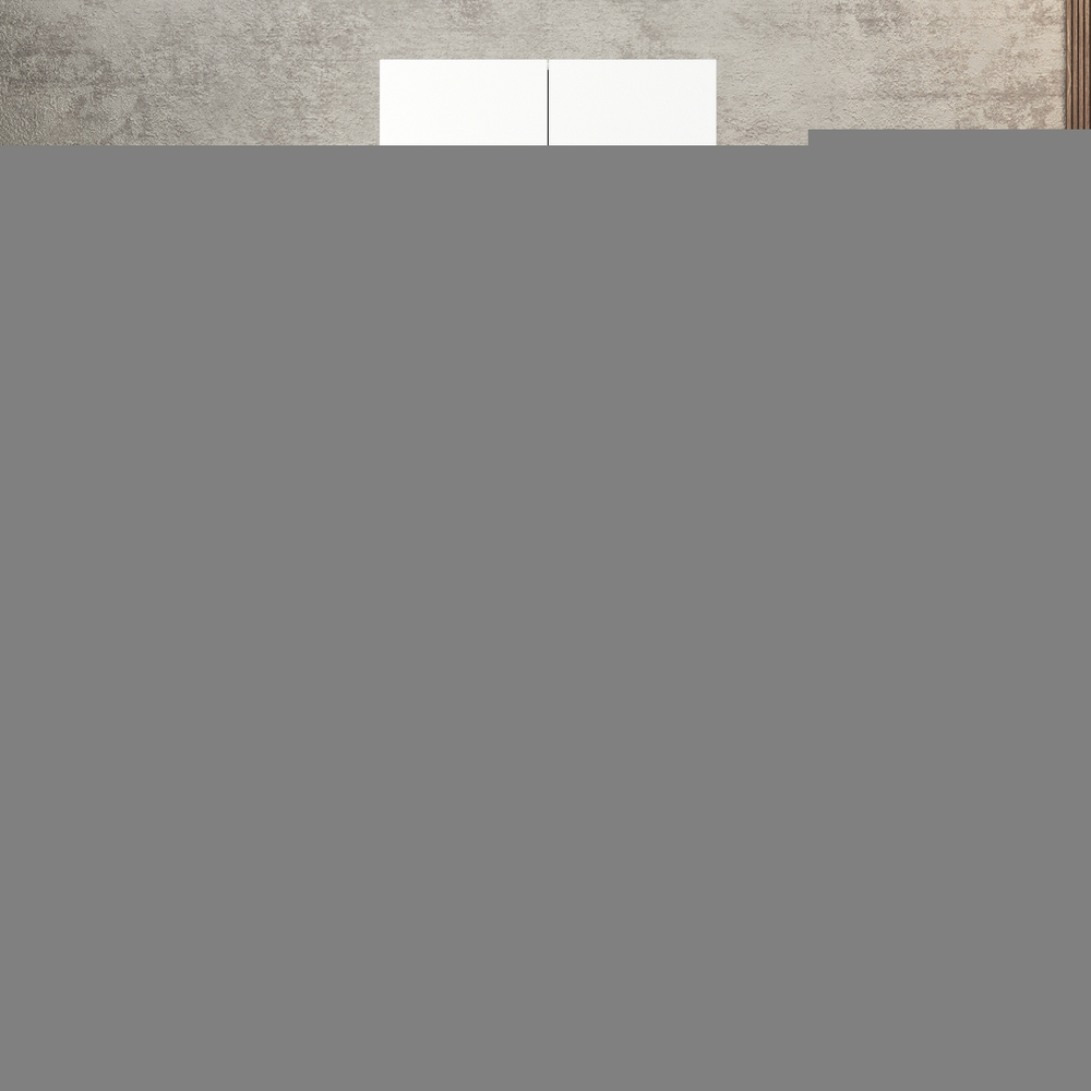 Шкаф Агератум МДФ двухсекционный с антресолью в белой эмали - Белый Фасадный 0101  100*45*260