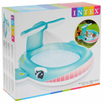Бассейн надувной Intex 57440 Whale Spray 201х196х91 см / Круглый бассейн Интекс с водяным фонтаном распылителем Кит для дачи