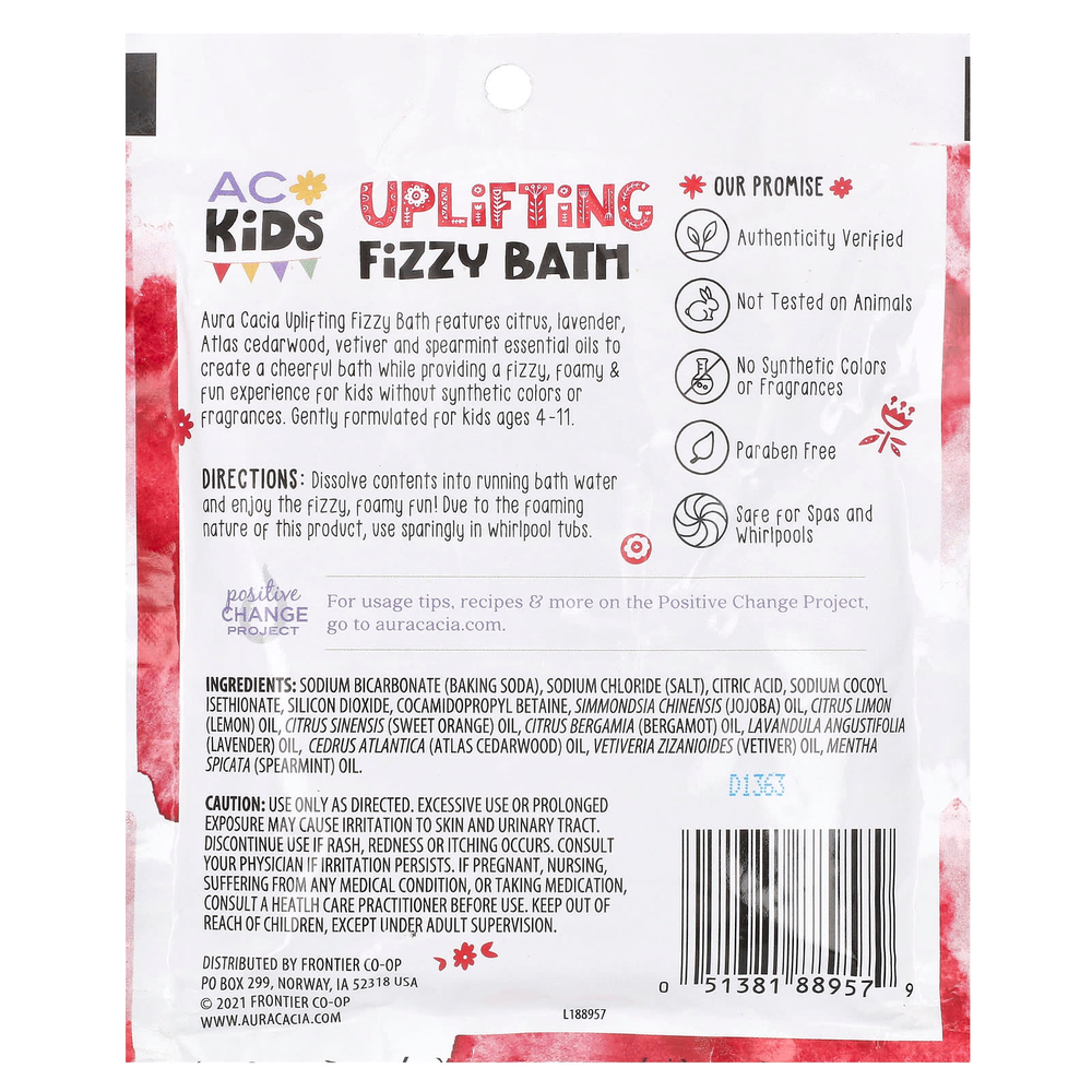 Aura Cacia, Kids, бодрящая газированная ванна, 70,9 г (2,5 унции)