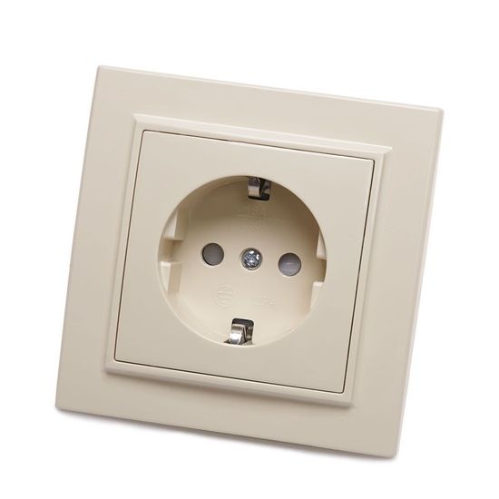 Розетка ЭРНА 1-местная слоновая кость с/з PST16-9010-02