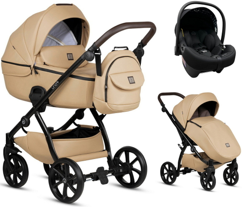 Детская коляска Tutis Uno 5 Plus Leather collection 3 в 1 с автокреслом Elo Lux EduSky Black 1402167 Caramel