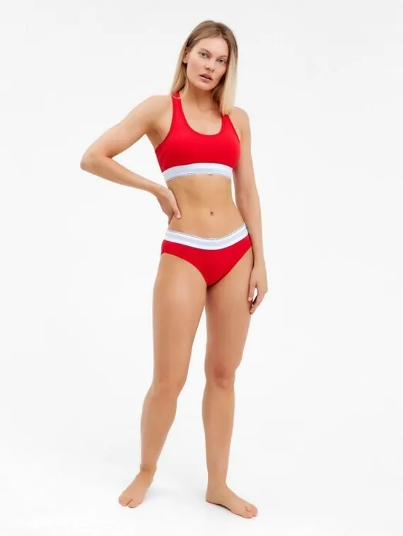 Комплект женский (топ/трусы), цвет красный МИКС, размер 44-46