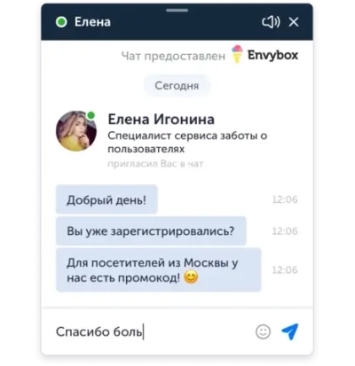 Подключим с настройкой виджет онлайн-чата для сайта компании Envybox