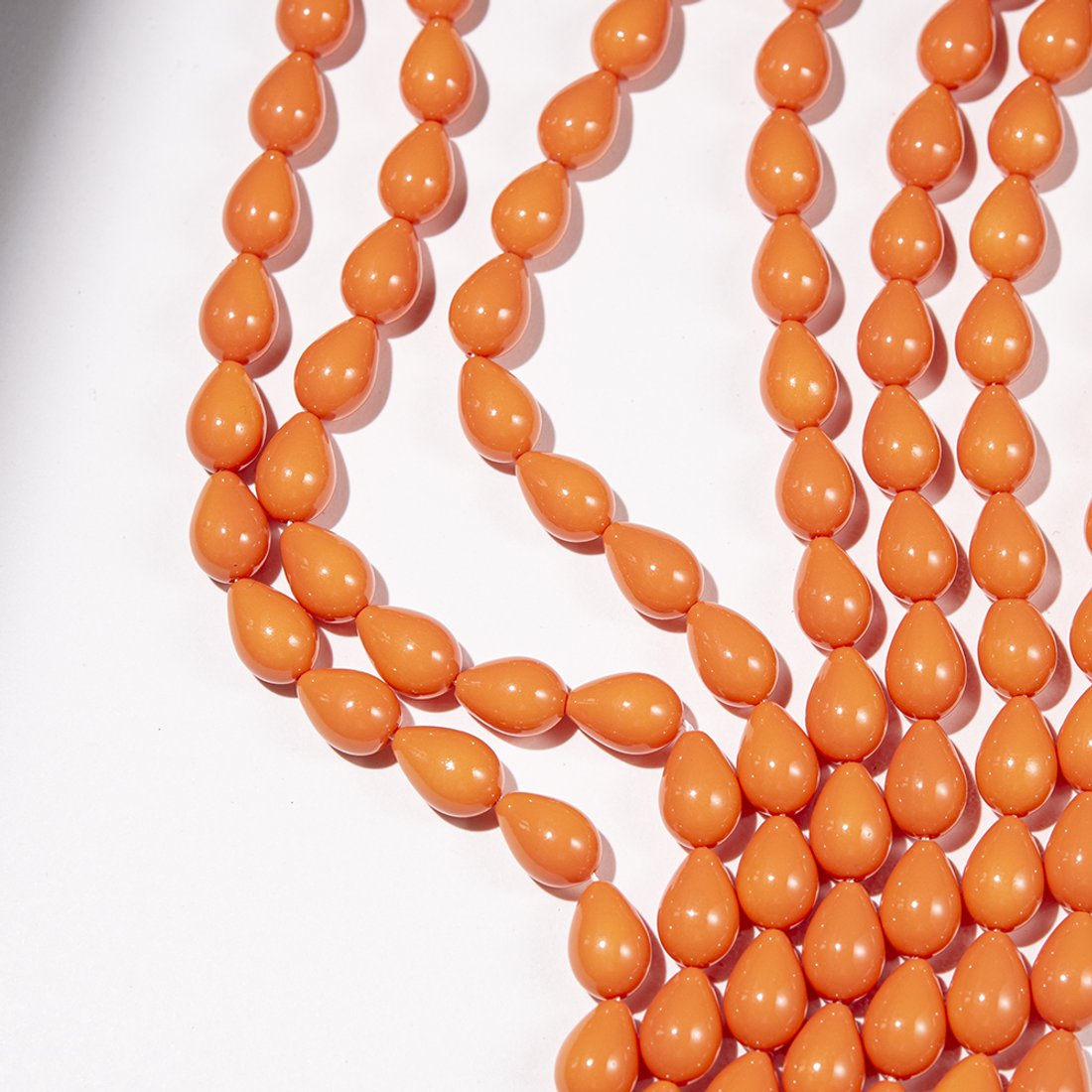 Хрустальный жемчуг, оттенок "Лаковый оранжевый", капля 9*13мм