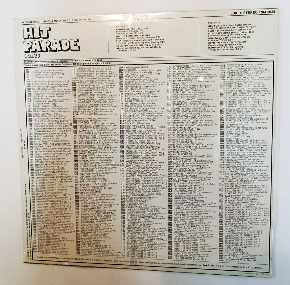Винтажная виниловая пластинка LP Сборник Hit Parade Vol.30 (Italy 1977) (Sealed)