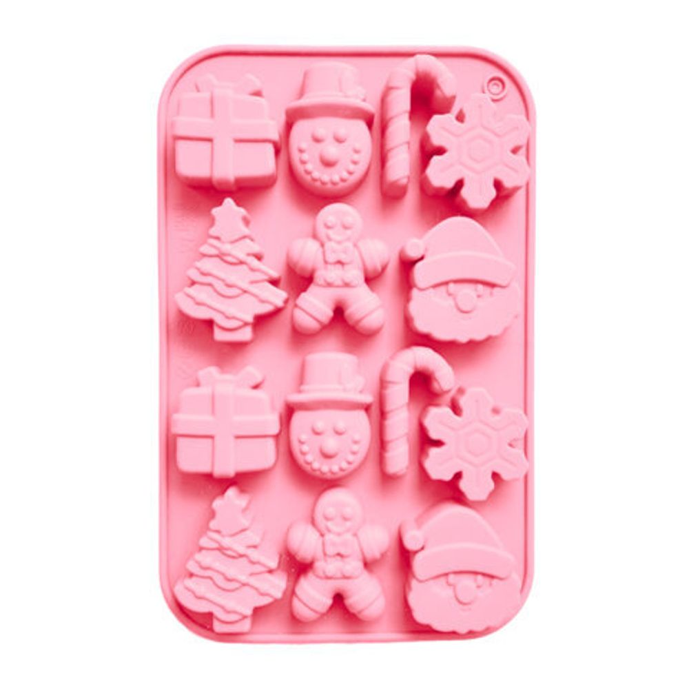 Форма для выпечки новогодняя 20,5х13 см "Xmas Sweets", силикон, 14 ячеек, рецепт, ЗОЛОТАЯ СКАЗКА, 592471