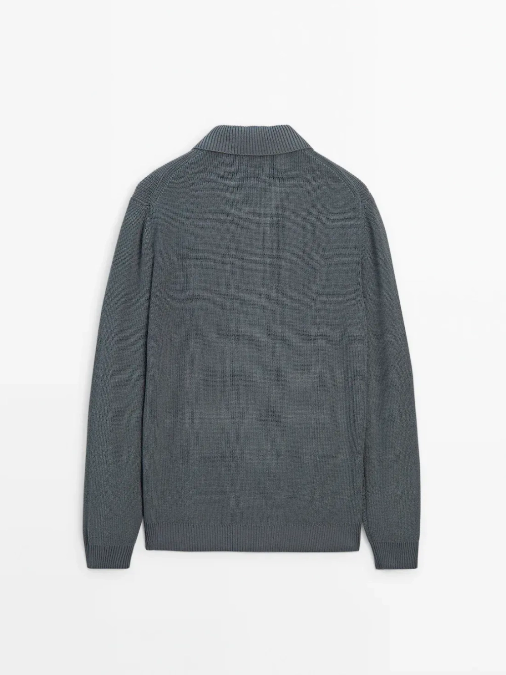 Massimo Dutti Хлопковый свитер с воротником поло, синеватый