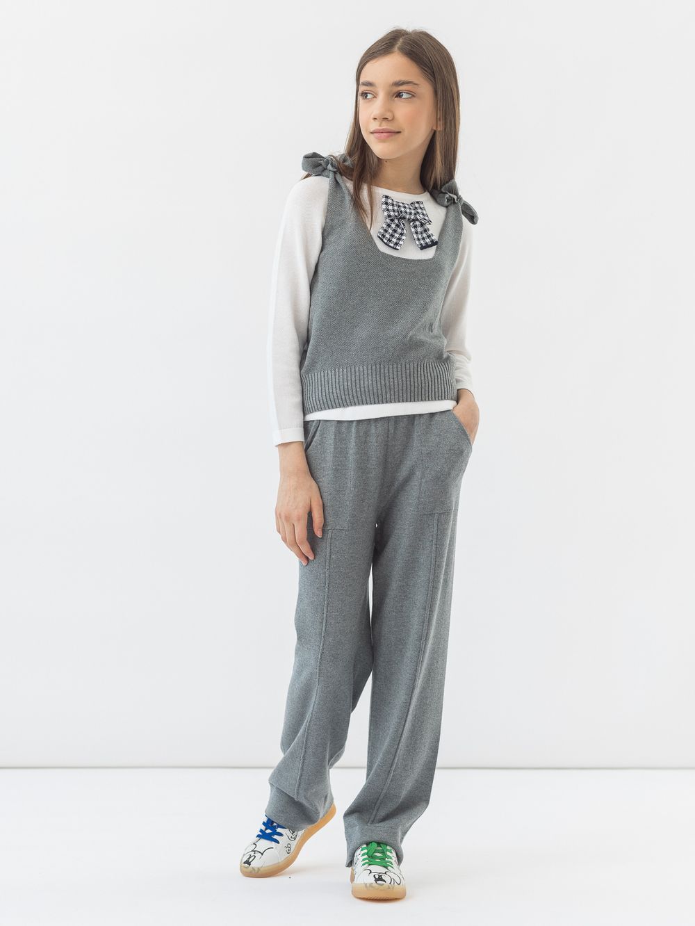 Брюки для девочки  арт. AT691-1 серый