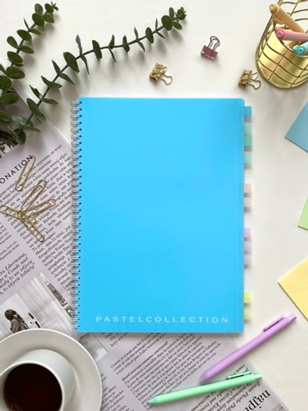 НОВИНКА! Тетрадь А4 80 л. Pastel Collection Blue, с пластиковой обложкой, на металлическом гребне