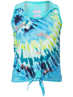 Футболка для девочки теннисная Lucky in Love Girls Peace Out Tie Knot Tank - opal