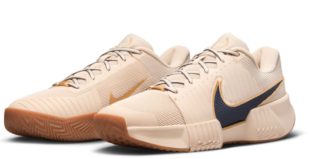 Мужские кроссовки теннисные Nike Zoom GP Challenge Pro Clay Premium - Бежевый, небесный, Золотой