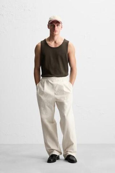 ZARA МАЙКА В РУБЧИК, ТЕМНО-КОРИЧНЕВЫЙ