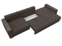 Диван прямой с декором Лига-049 НПБ Лонг, Амур 05 РОГОЖКА коричневый