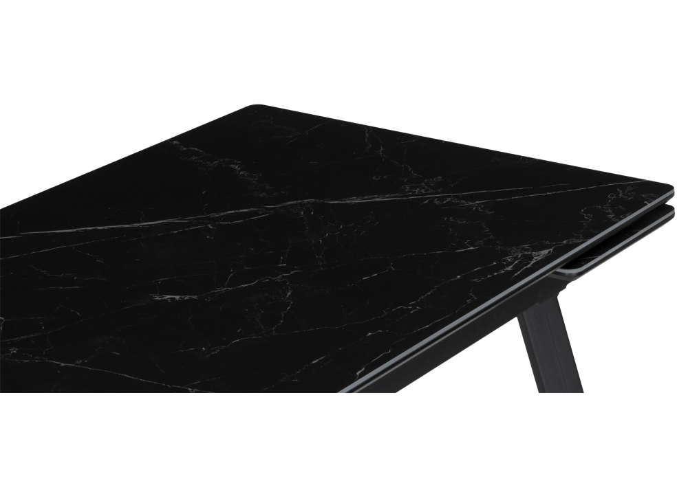 Керамический стол Woodville Норман 140(200)х80 черный мрамор shakespeare black, черный, ножки черные