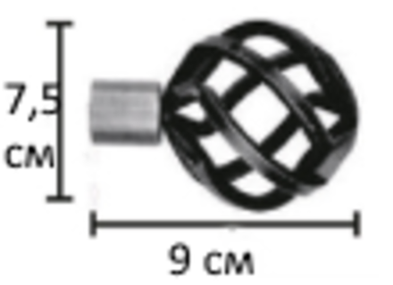 Наконечники кованых карнизов для штор d 25 "Глобо", цвет черный матовый