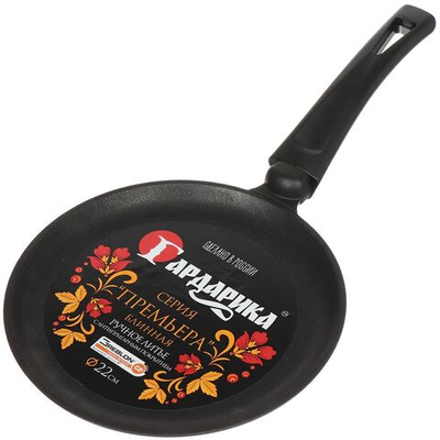 Блинница алюминий, 22 см, антиприг, Гардарика, 0822-03, бакелит ручка