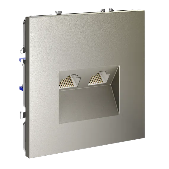 Розетка компьютерная встраиваемая VOLTUM S70 двойная RJ45+RJ45 кат.6, (шелк) vls060204
