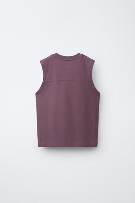 ZARA КОМПЛЕКТ ИЗ ФУТБОЛКИ И ШОРТОВ С НАДПИСЬЮ, СЕРО-ЛИЛОВЫЙ