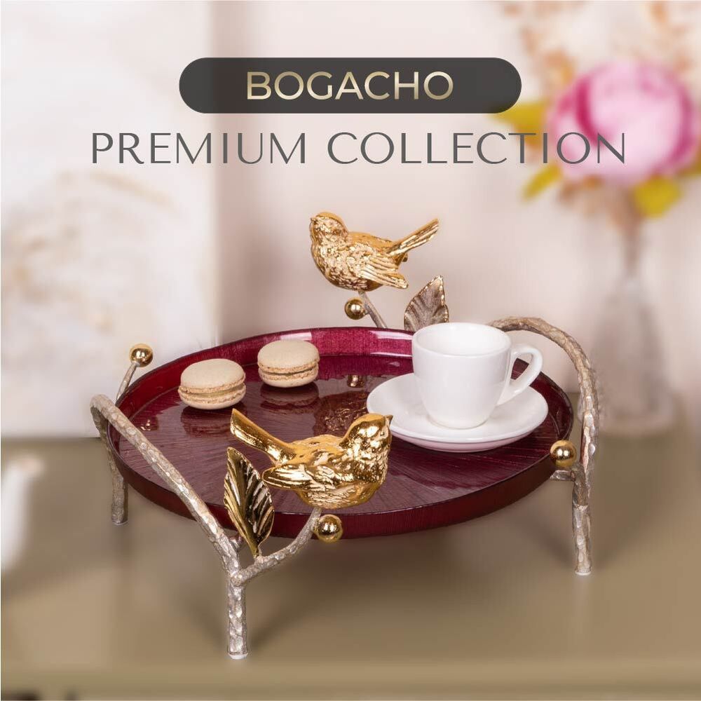 Фруктовница-конфетница Терра (поднос) Айвори Бордовый