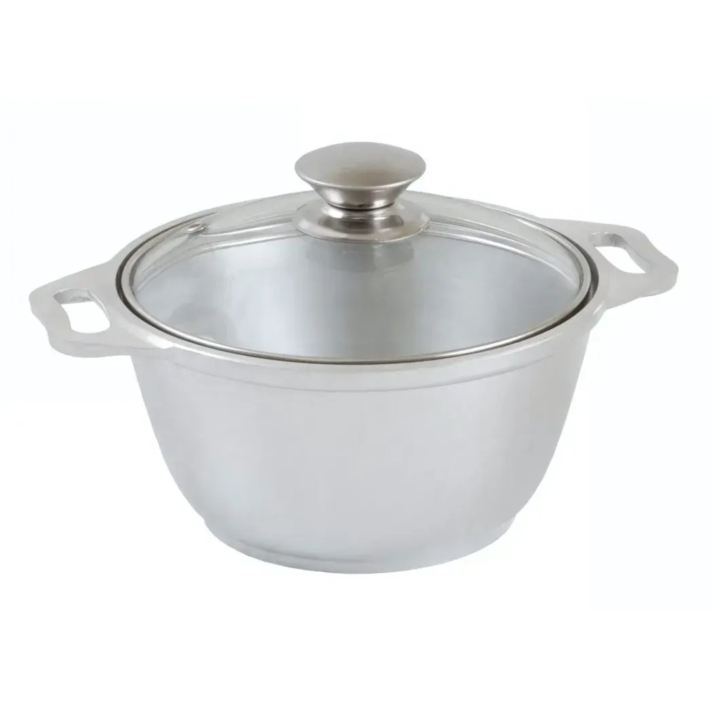 Кастрюля 1л литой алюминий со стеклянной крышкой КМ-к01