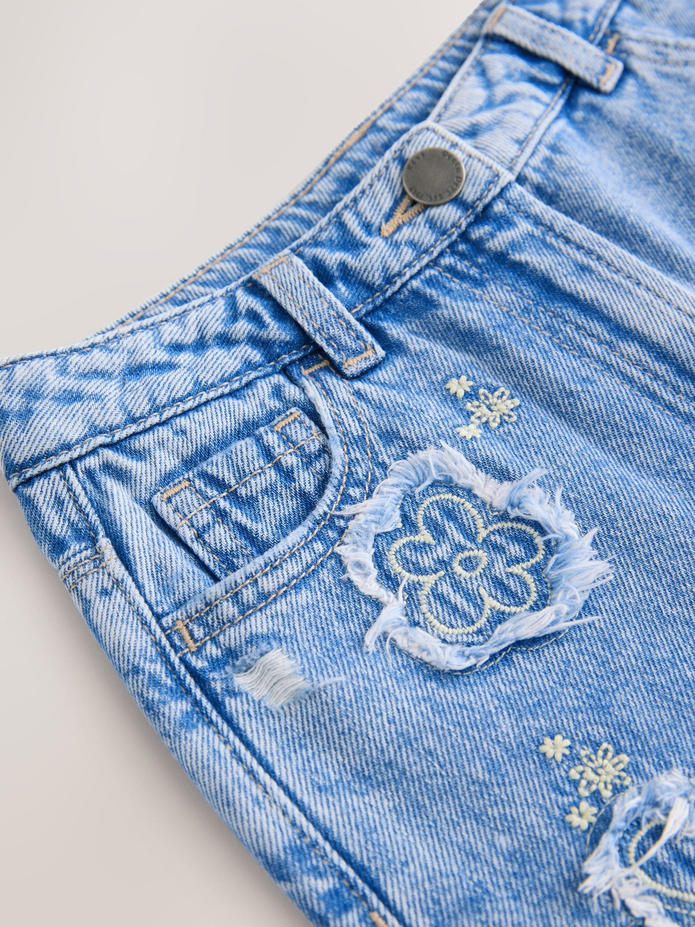 Шорты джинсовые с вышивкой для девочки Next E35-576, Синий