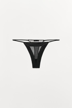 ZARA ТРУСЫ ТАНГА С РЕЛЬЕФНОЙ СТРУКТУРОЙ, ЧЕРНЫЙ