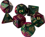 Chessex 7-dice set Gemini Green-Purple/Gold