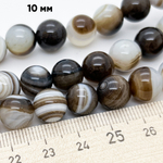 Бусины Агат тонированный, цвет кофейный, размер 10,3-10,5 мм, цена за 18-19 шт (1/2 нити)