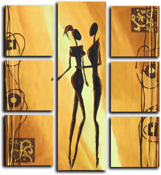 Модульная картина "Золотистый принт"