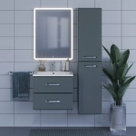 Тумба с раковиной для ванной Uperwood Foster 60 см, подвесная, серый графит