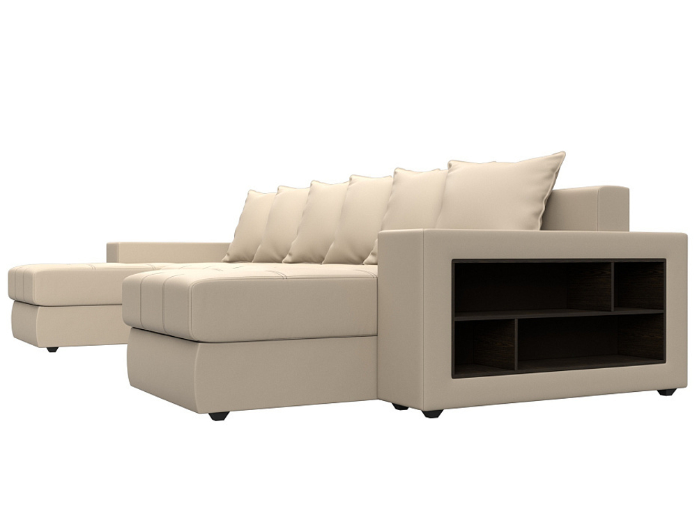 Диван П-образный Дубай полки справа, Бежевый, Экокожа, 31518R