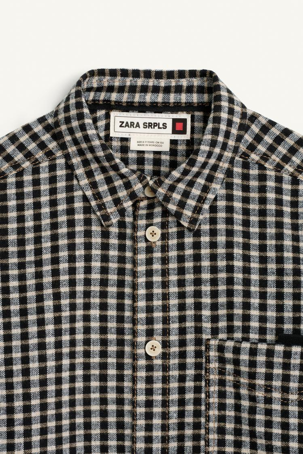 ZARA РУБАШКА В КЛЕТКУ, ЧЕРНЫЙ