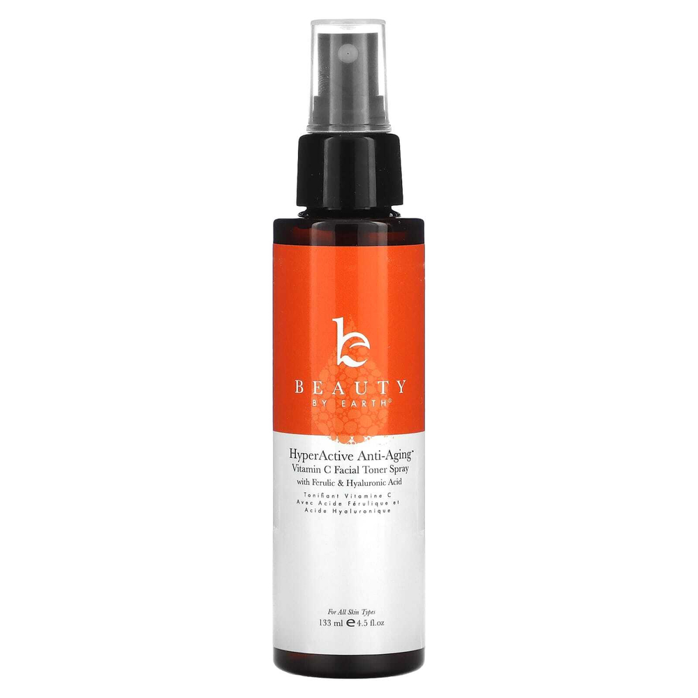 Beauty By Earth, HyperActive Anti-Aging, спрей-тоник для лица с витамином C, 133 мл (4,5 жидк. унции)