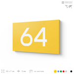 Табличка с номером 64 на дверь квартиры, для офиса, кабинета, аудитории, склада, желтая 120х70 мм, Айдентика Технолоджи