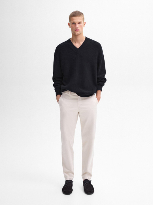 Massimo Dutti Зауженные брюки чинос из хлопка, дымчатый