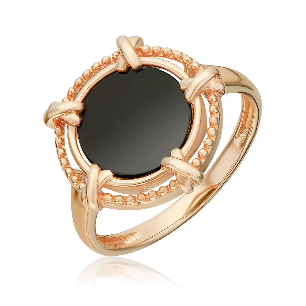 Кольцо из красного золота с ониксом