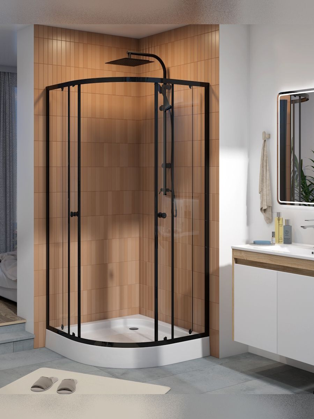 Душевое ограждение DIONRIA (90х90) стекло прозрачное, поддон низкий