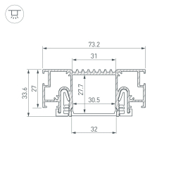 Профиль STRETCH-32-CEIL-CENTER-2000 BLACK (Arlight, Алюминий) 055208