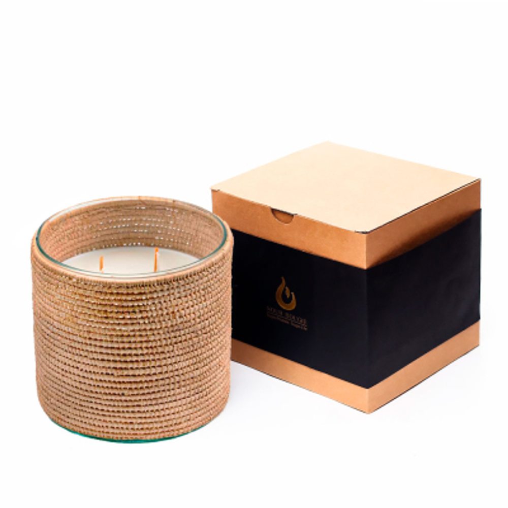 Аромасвеча Nour Bougie Alterna Orange cinnamon рафия бежевая 2400 г